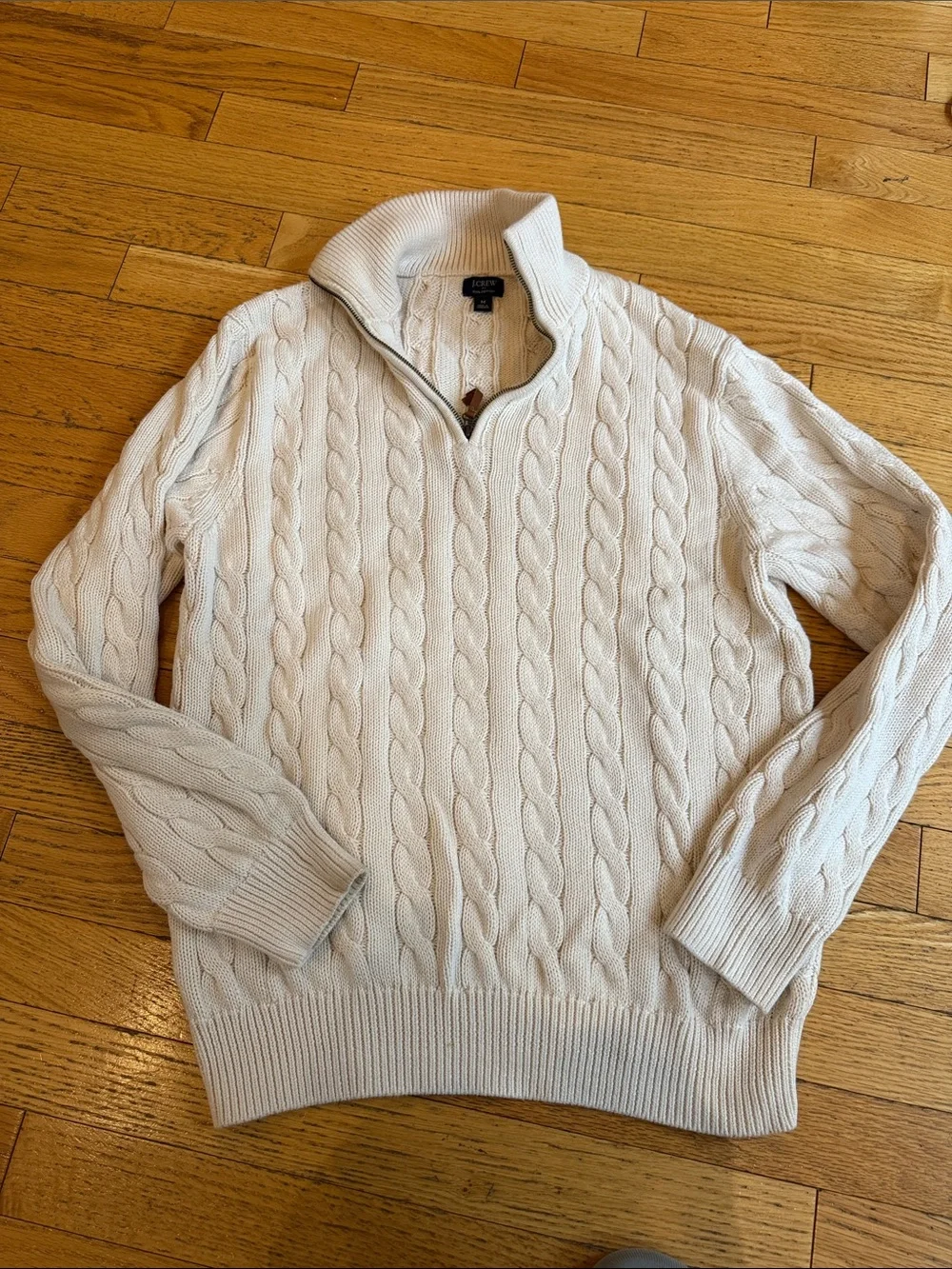 J. Crew Men's Cable Knit Half-Zip Sweater in Cream